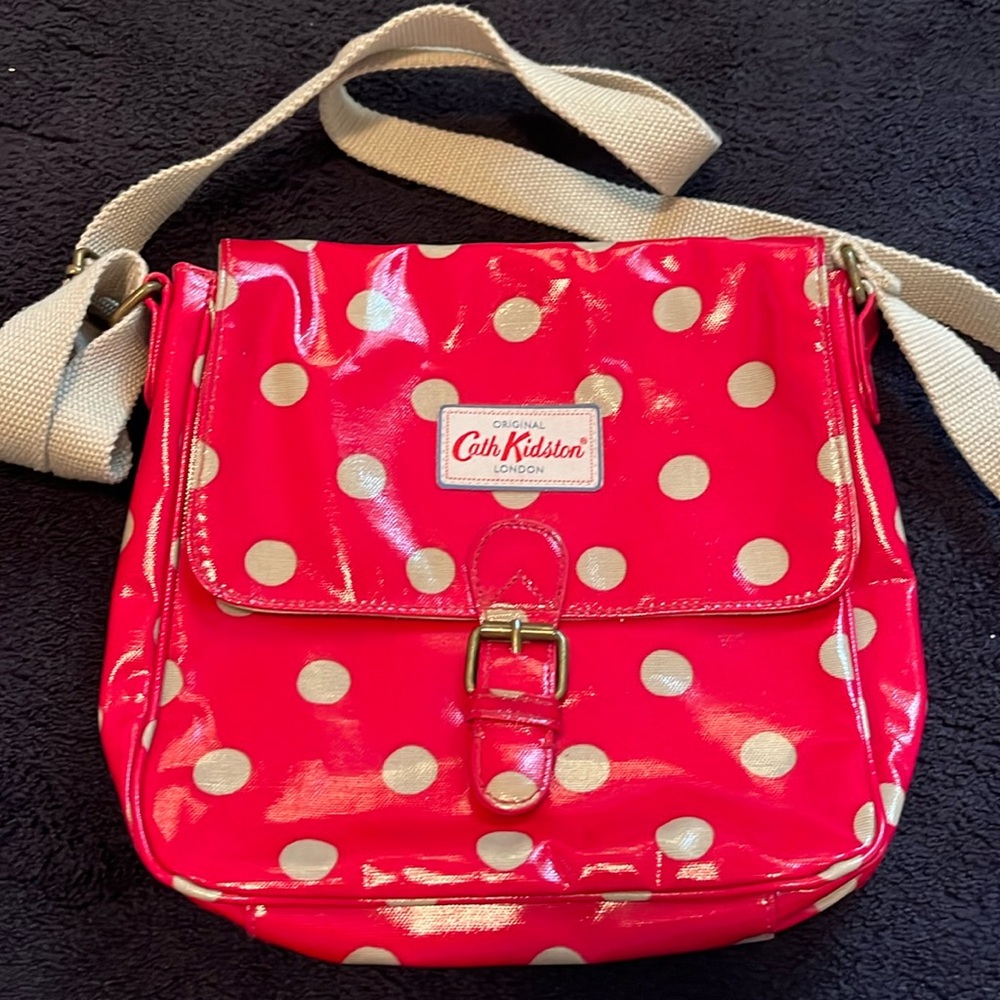 Cath Kidston Red and tan polka dot bag. EUC !